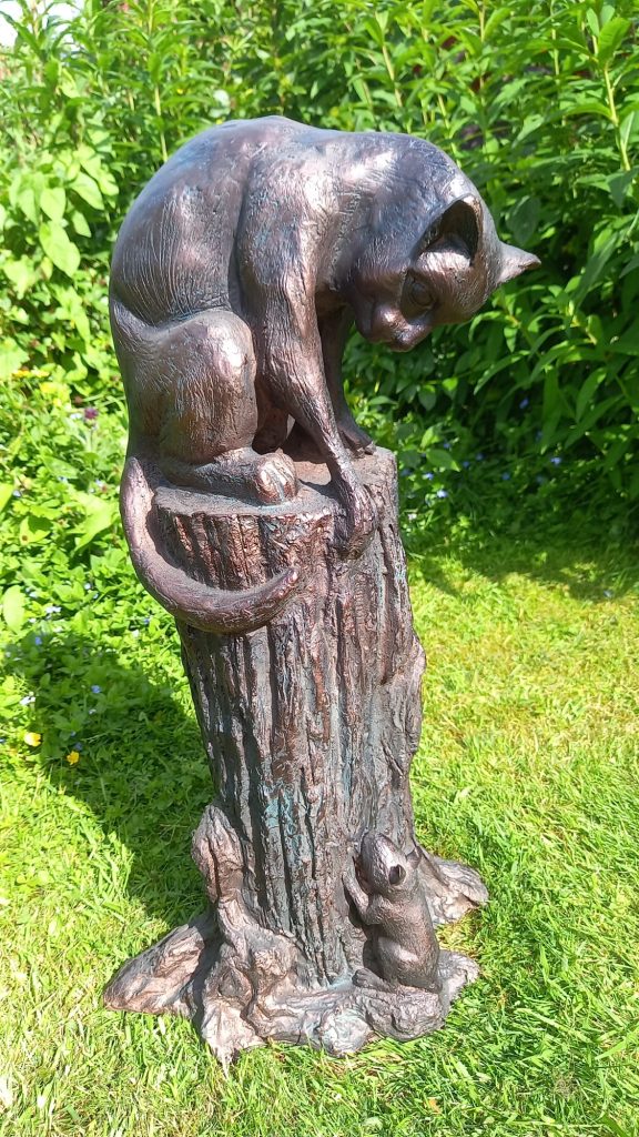 Cat and Mouse stunning large 64cm (2ft) tall sculpture