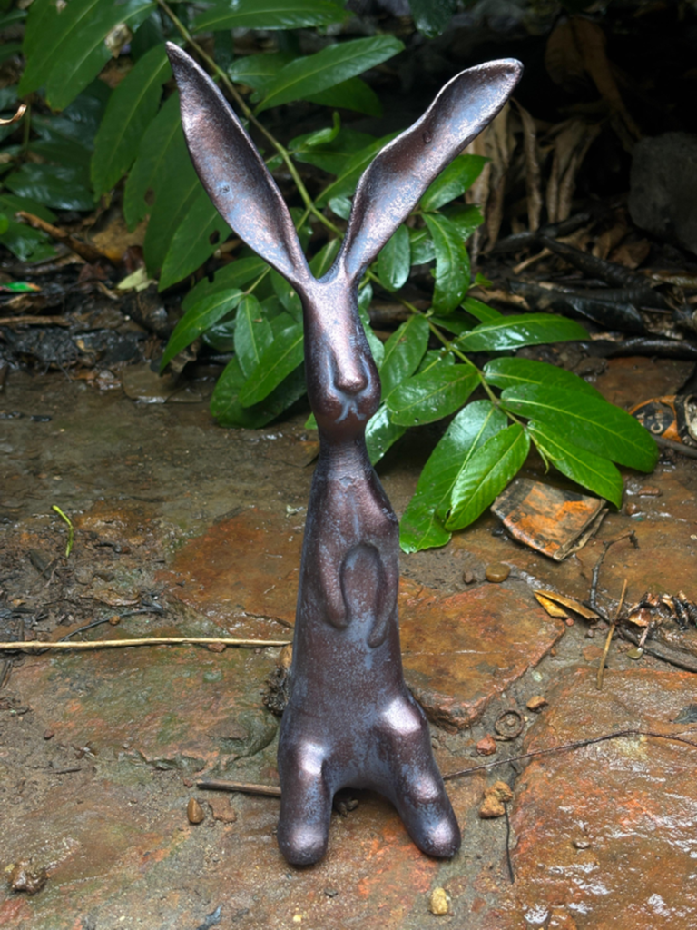Long Eared Rabbit | 20cm tall | Aluminium with an aged bronze finish