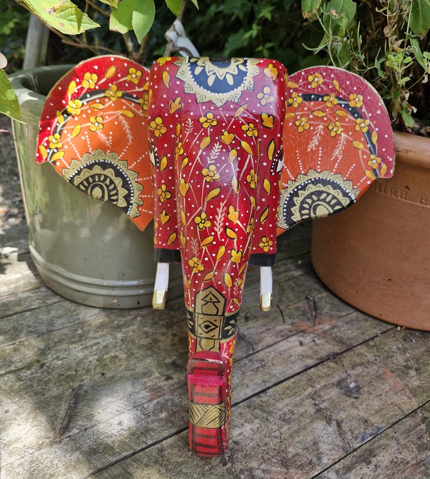 Elephant Head Wall Art | Hand Painted Mango Wood