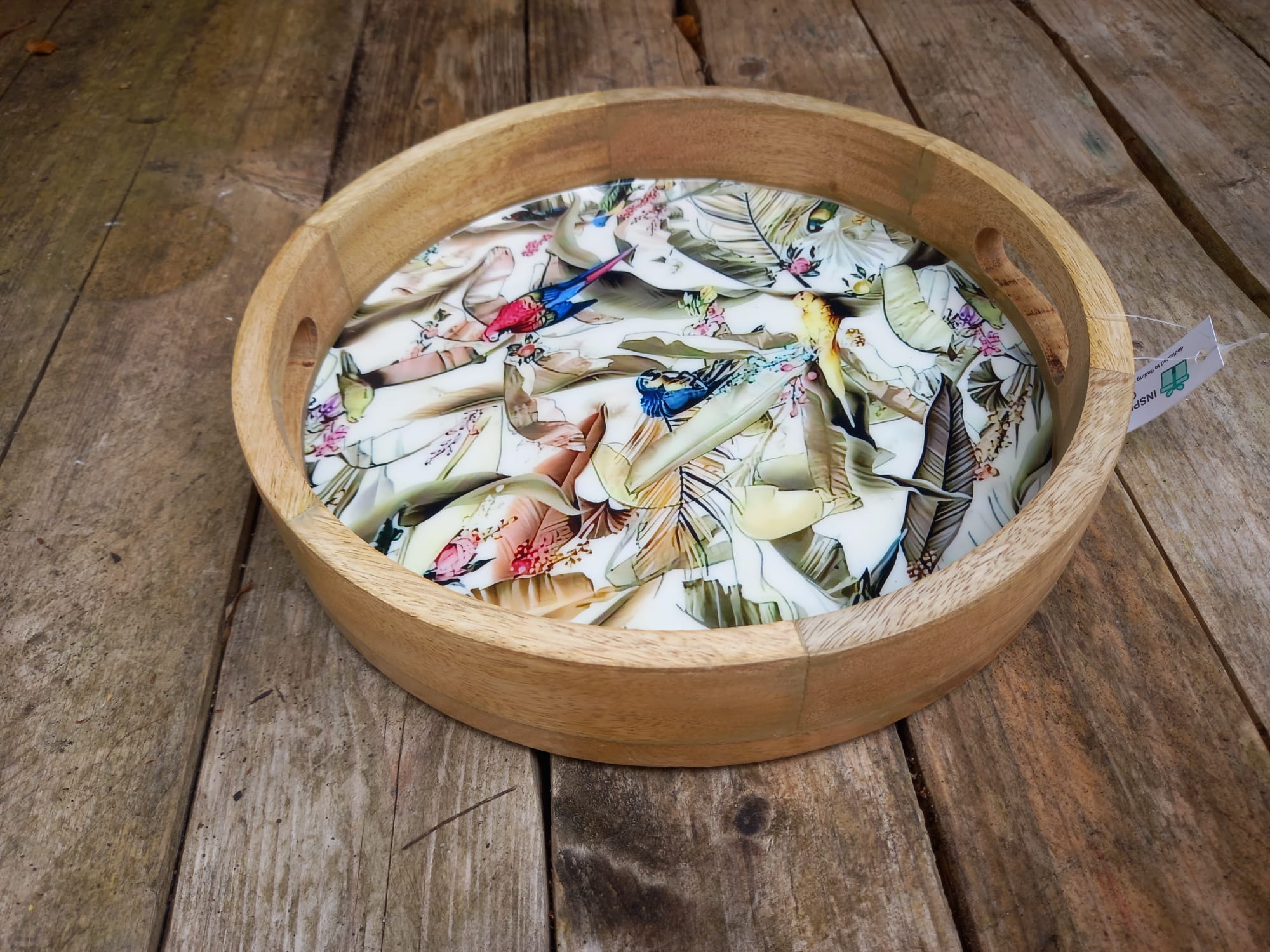Tropical Paradise Bird Tray | Made from Mango Wood with a Resin Enamel